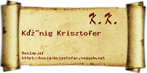 Kőnig Krisztofer névjegykártya